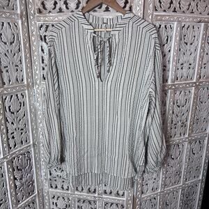 Free People Rhythm in the Night Boho Flowy Long Sleeve Striped Tunic Blouse MED